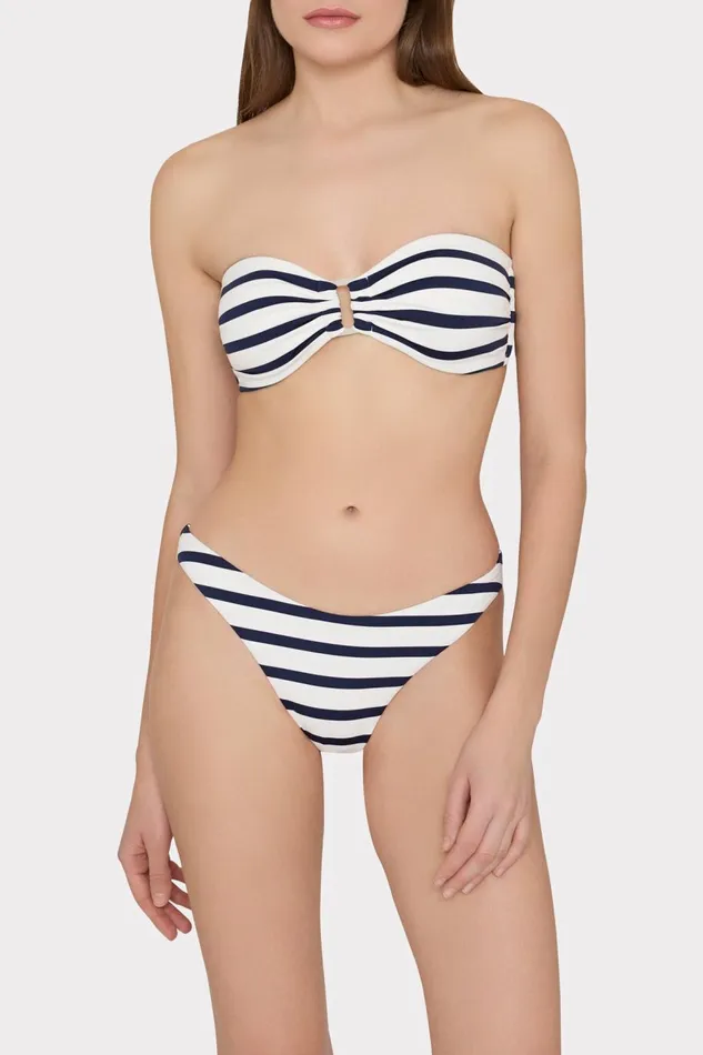 Women Swim and Coverups Milly Nautical Stripe Bikini Top Navywhite