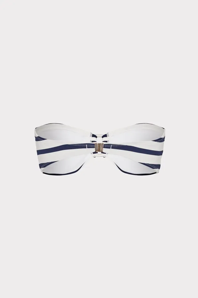 Women Swim and Coverups Milly Nautical Stripe Bikini Top Navywhite