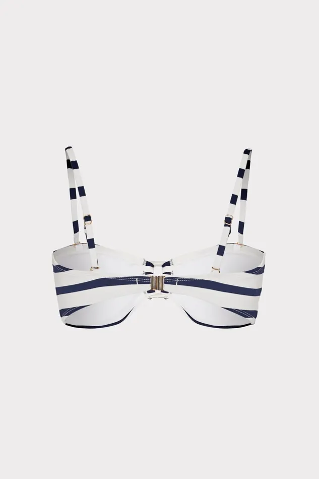 Women Swim and Coverups Milly Nautical Stripe Bikini Top Navywhite