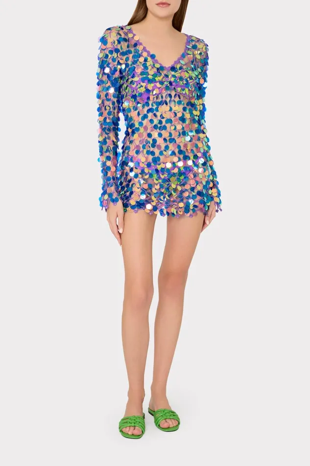 Women Swim and Coverups Milly Sequin Crochet Mini Dress Purple