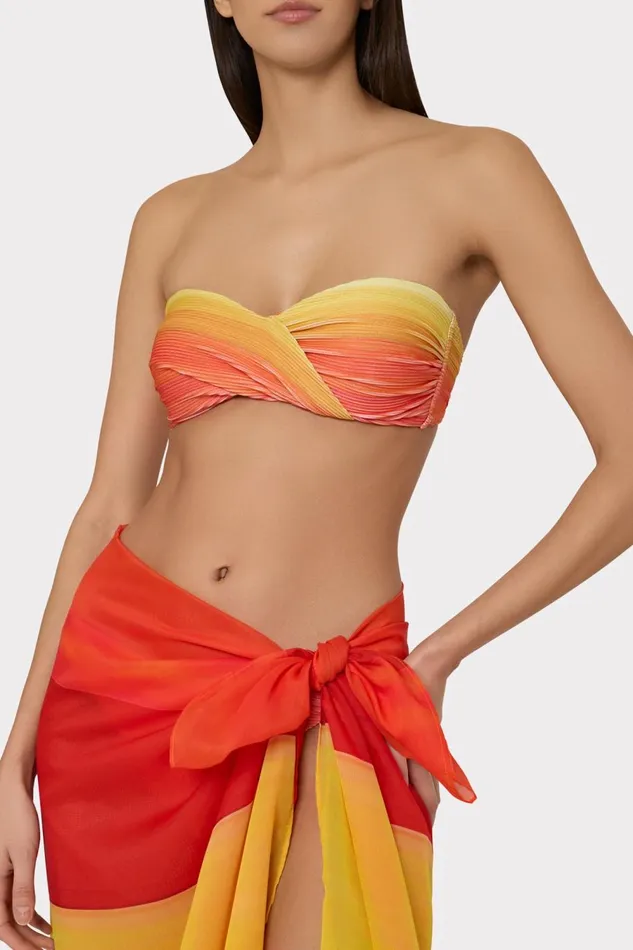 Women Swim and Coverups Milly Sunset Stripe Chiffon Sarong Multi