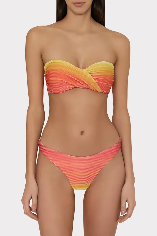 Women Swim and Coverups Milly Sunset Stripe Twist Bandeau Top Multi Women Swim and Coverups Milly Sunset Stripe Twist Bandeau Top Multi