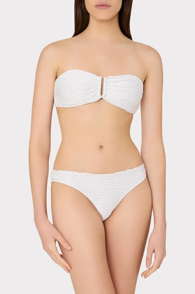 Women Swim and Coverups Milly Verone Texture Waves Bandeau Top White