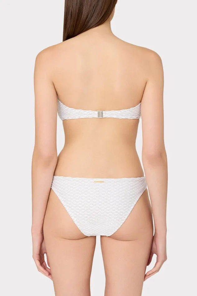 Women Swim and Coverups Milly Verone Texture Waves Bandeau Top White