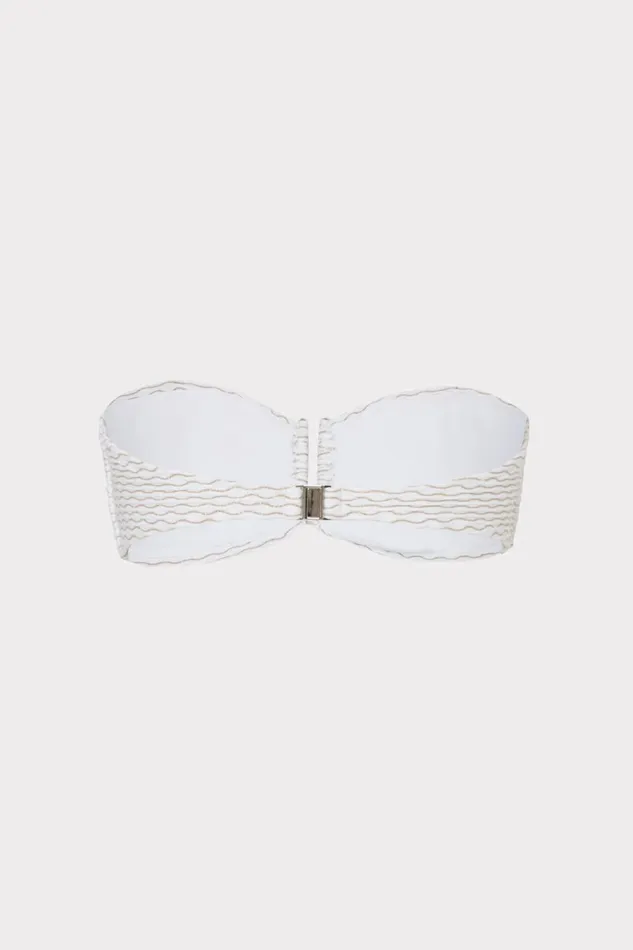 Women Swim and Coverups Milly Verone Texture Waves Bandeau Top White