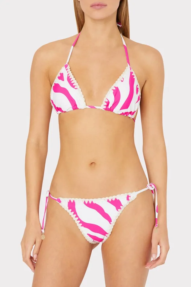 Women Swim and Coverups Milly Zebra Bikini Bottom Milly Pinkecru