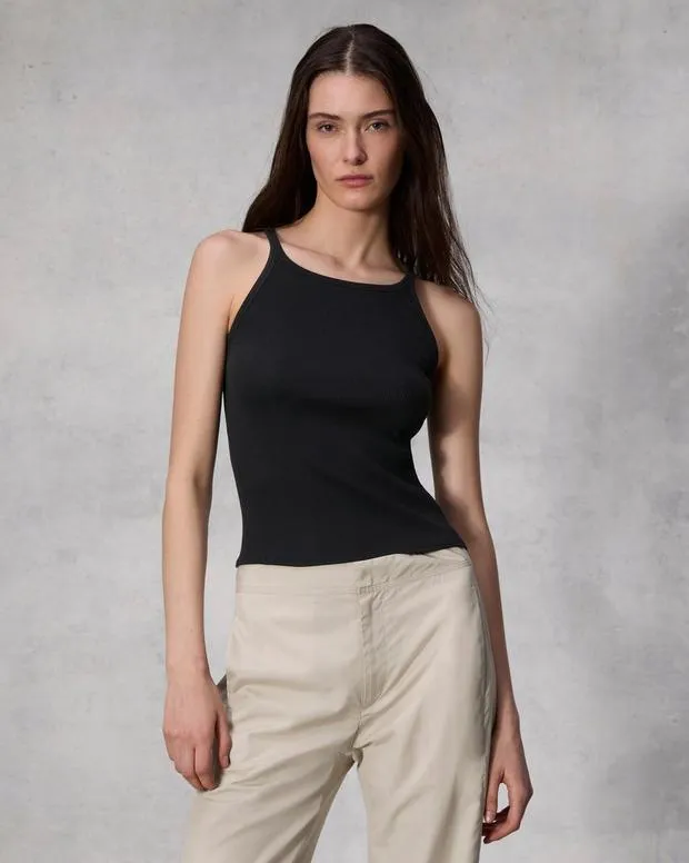Women TShirts Rag and Bone Essential Rib String Tank Black
