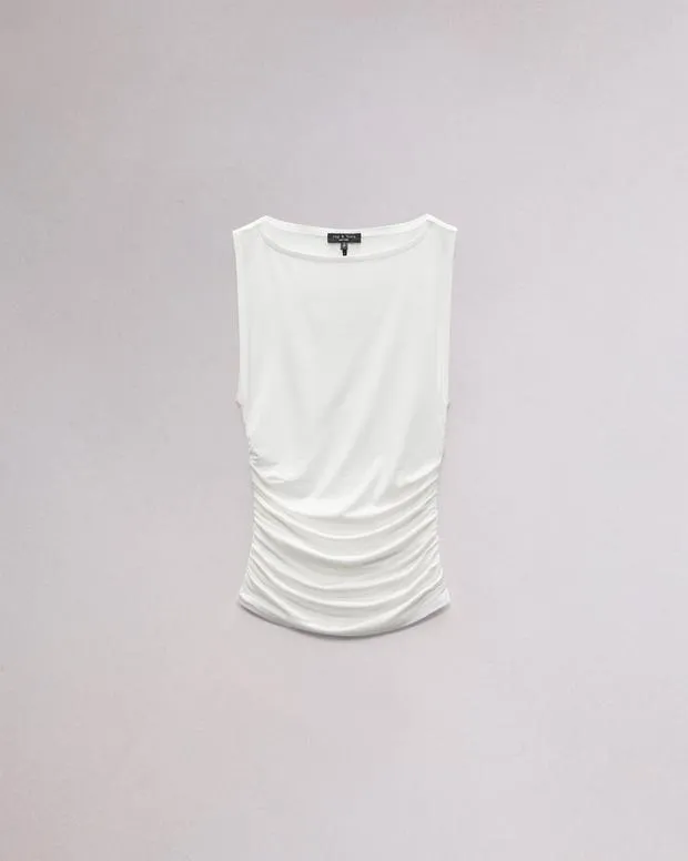 Women TShirts Rag and Bone Luca Shirred Tank White