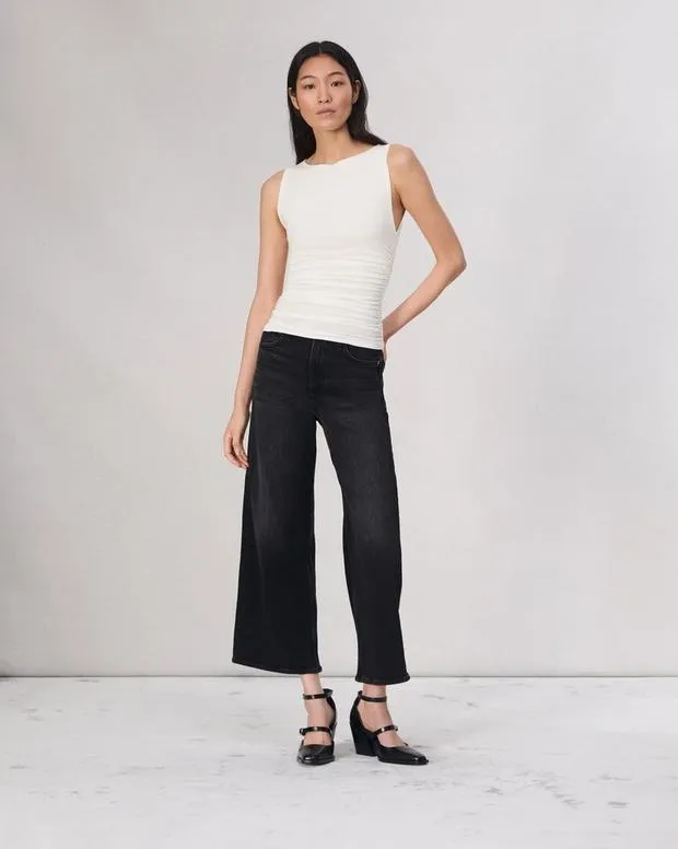 Women TShirts Rag and Bone Luca Shirred Tank White