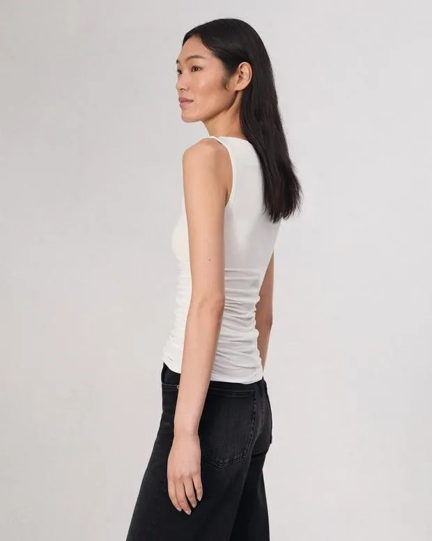Women TShirts Rag and Bone Luca Shirred Tank White