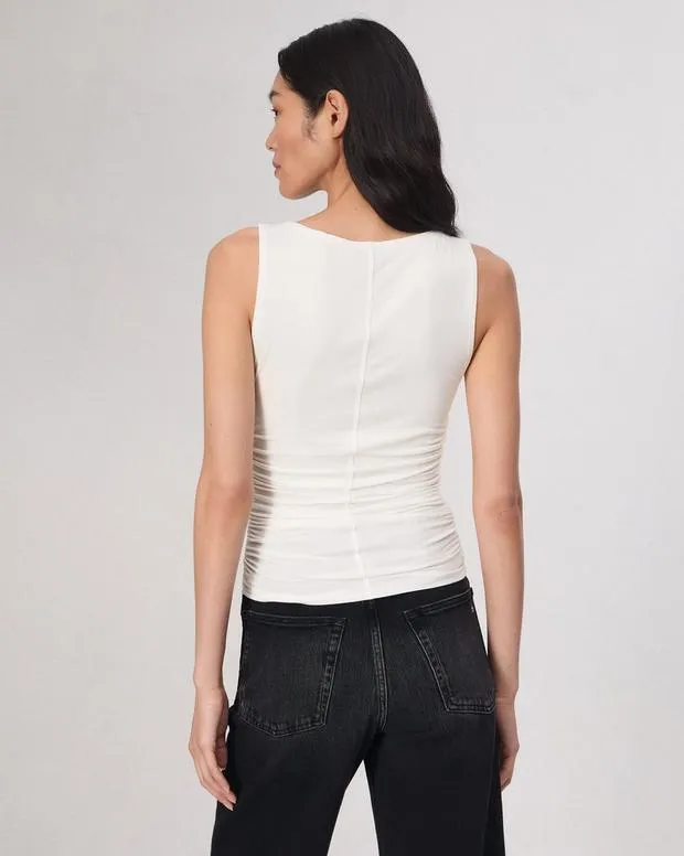 Women TShirts Rag and Bone Luca Shirred Tank White
