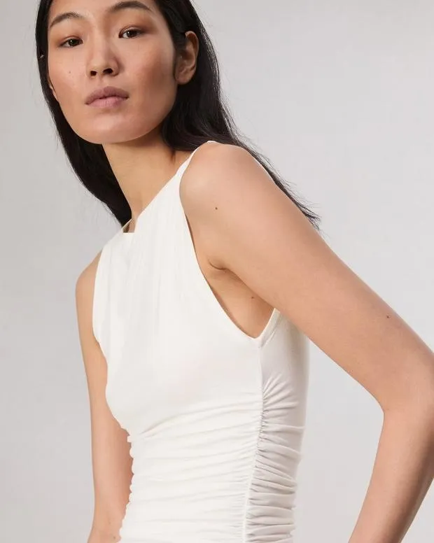 Women TShirts Rag and Bone Luca Shirred Tank White
