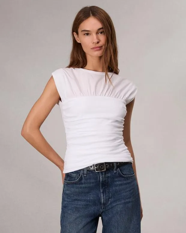 Women TShirts Rag and Bone Mica Banded Cotton Top White