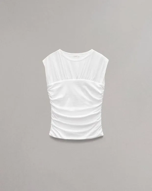 Women TShirts Rag and Bone Mica Banded Cotton Top White