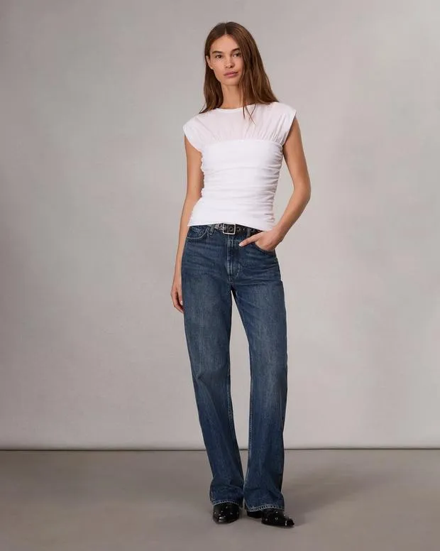 Women TShirts Rag and Bone Mica Banded Cotton Top White
