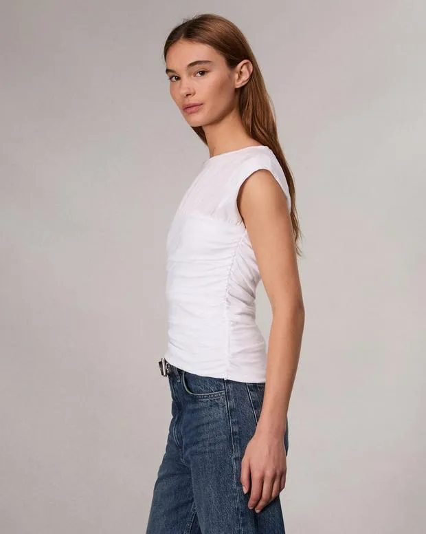 Women TShirts Rag and Bone Mica Banded Cotton Top White