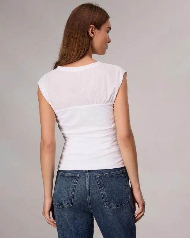 Women TShirts Rag and Bone Mica Banded Cotton Top White