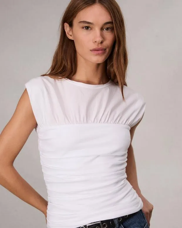 Women TShirts Rag and Bone Mica Banded Cotton Top White