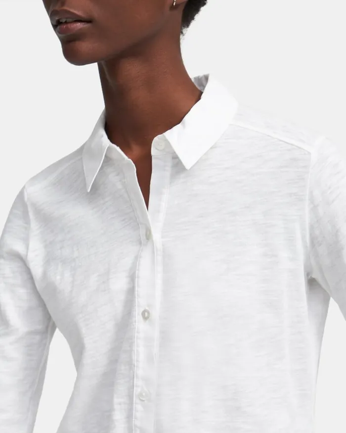 Women TShirts Tank Tops Theory Button Up Shirt In Organic Cotton White