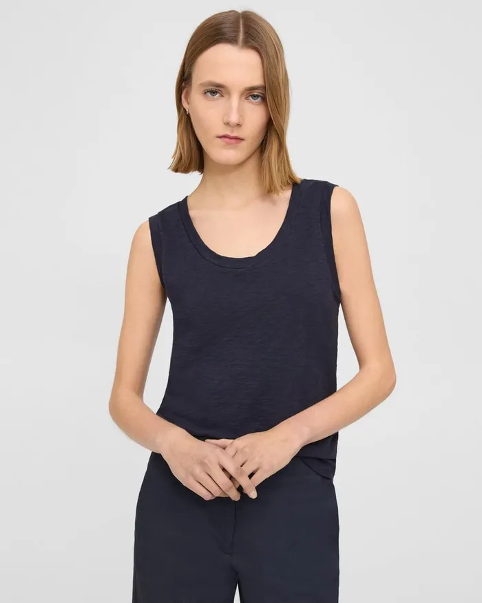 Women TShirts Tank Tops Theory Easy Tank Top In Organic Slub Cotton Concord
