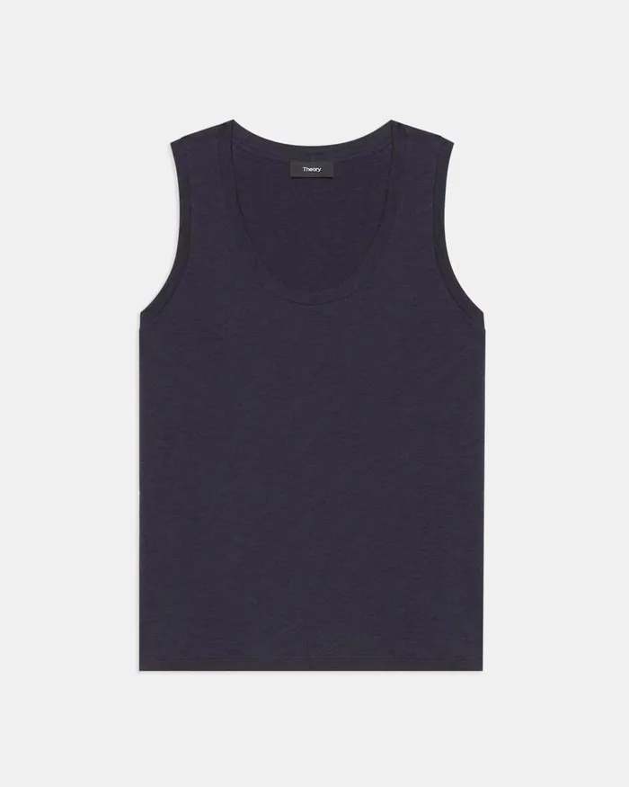 Women TShirts Tank Tops Theory Easy Tank Top In Organic Slub Cotton Concord