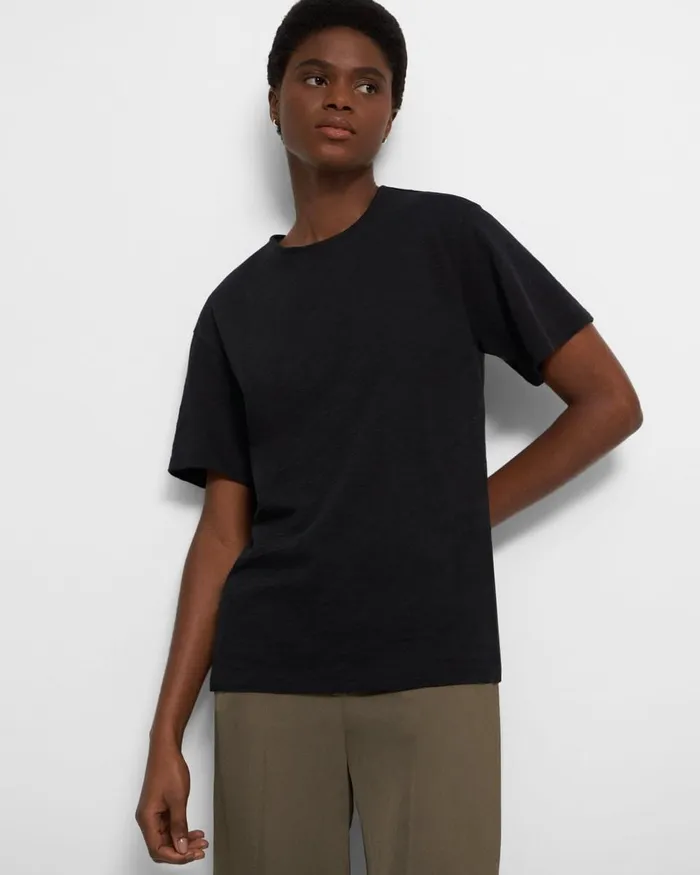 Women TShirts Tank Tops Theory Perfect Tee In Organic Slub Cotton Black