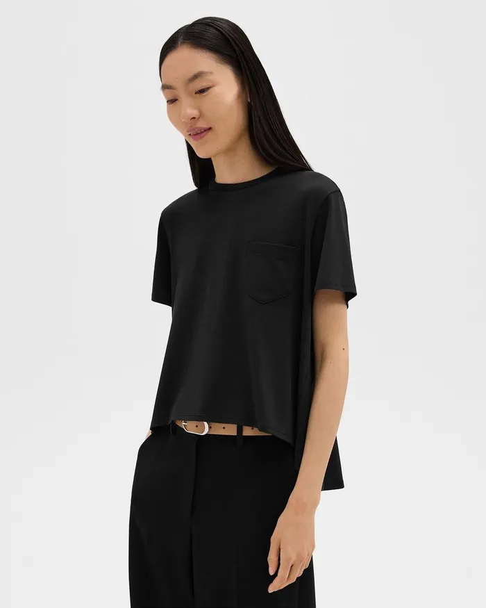 Women TShirts Tank Tops Theory Relaxed Tee In Organic Cotton Black