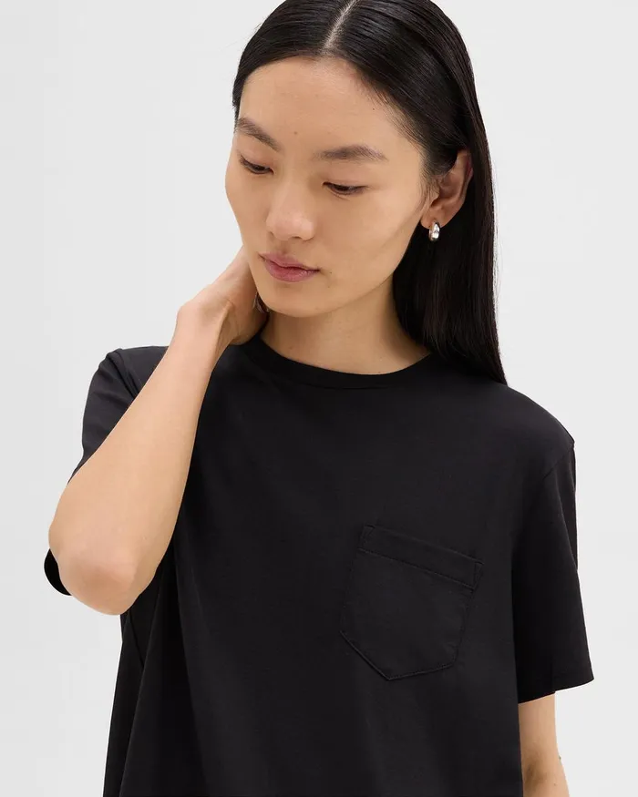 Women TShirts Tank Tops Theory Relaxed Tee In Organic Cotton Black