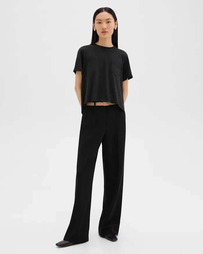 Women TShirts Tank Tops Theory Relaxed Tee In Organic Cotton Black