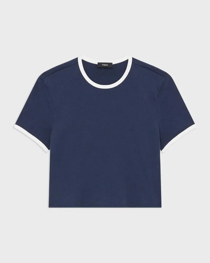 Women TShirts Tank Tops Theory Ringer Tee In Organic Cotton Nocturne Navywhite