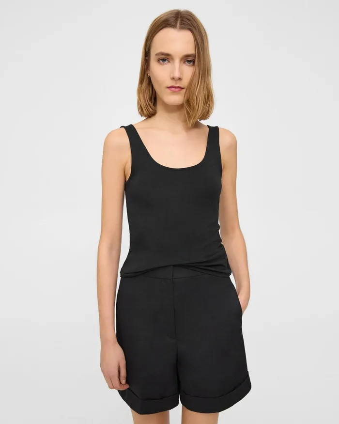 Women TShirts Tank Tops Theory Scoop Neck Tank In Stretch Cotton Black