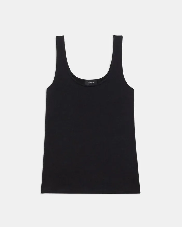 Women TShirts Tank Tops Theory Scoop Neck Tank In Stretch Cotton Black