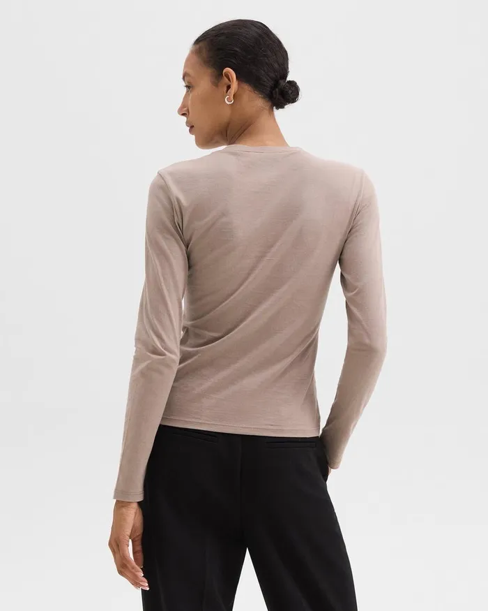Women TShirts Tank Tops Theory Tiny LongSleeve Tee In Organic Cotton Cinder