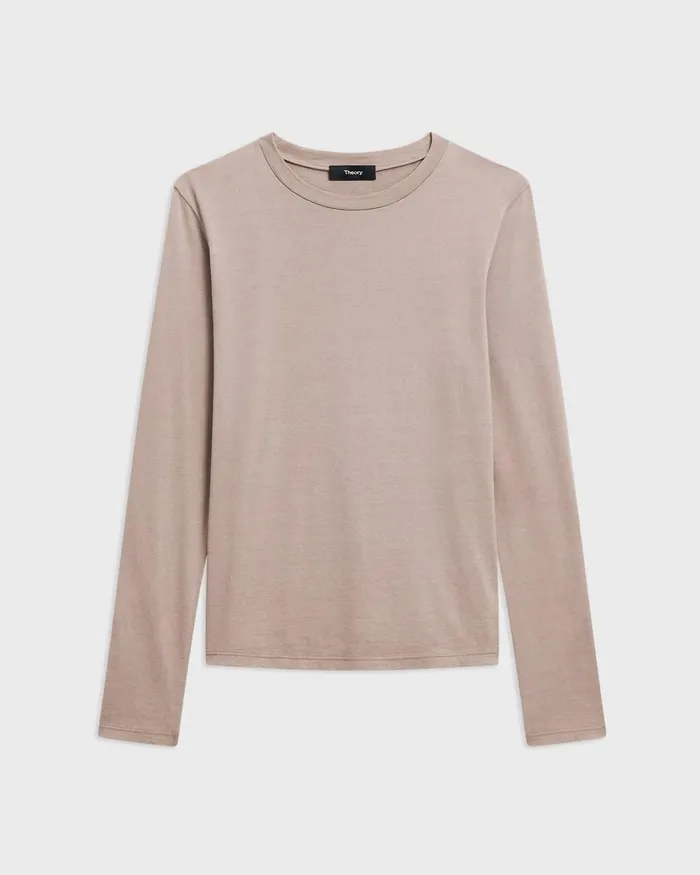 Women TShirts Tank Tops Theory Tiny LongSleeve Tee In Organic Cotton Cinder