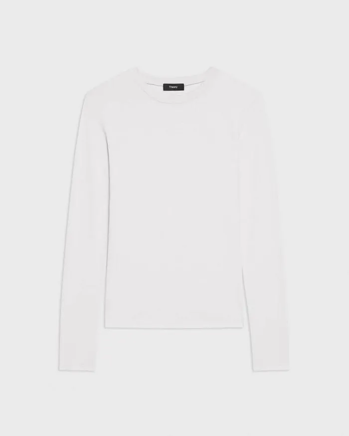 Women TShirts Tank Tops Theory Tiny LongSleeve Tee In Organic Cotton White