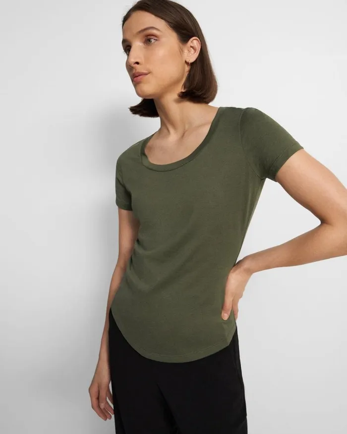 Women TShirts Tank Tops Theory Tiny Scoop Tee In Organic Cotton Rosemary