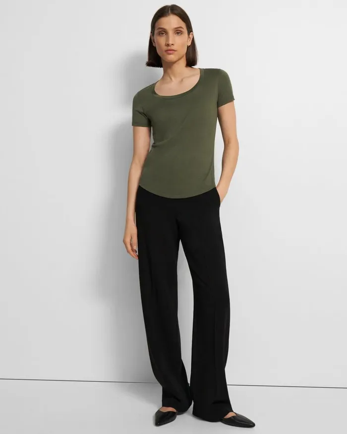 Women TShirts Tank Tops Theory Tiny Scoop Tee In Organic Cotton Rosemary