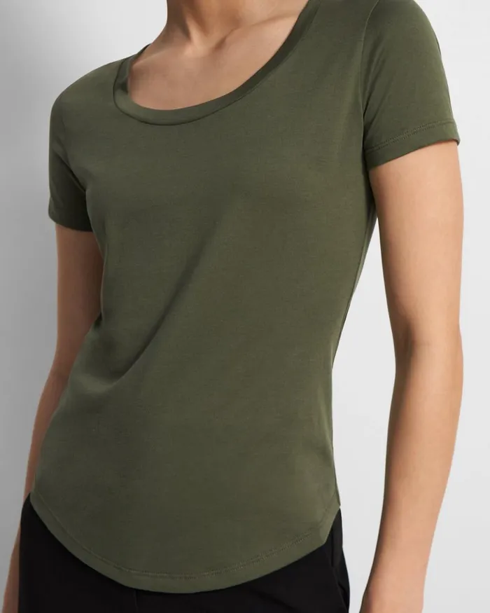 Women TShirts Tank Tops Theory Tiny Scoop Tee In Organic Cotton Rosemary