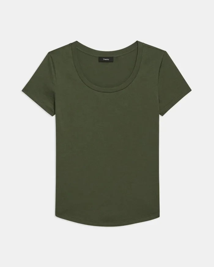 Women TShirts Tank Tops Theory Tiny Scoop Tee In Organic Cotton Rosemary