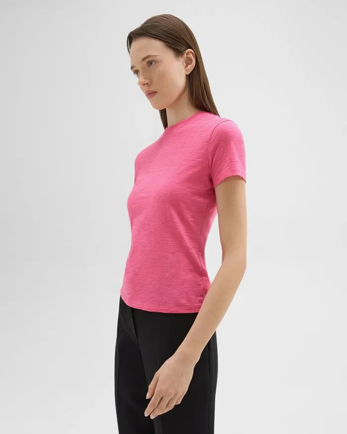 Women TShirts Tank Tops Theory Tiny Tee In Organic Slub Cotton Pink Azalea