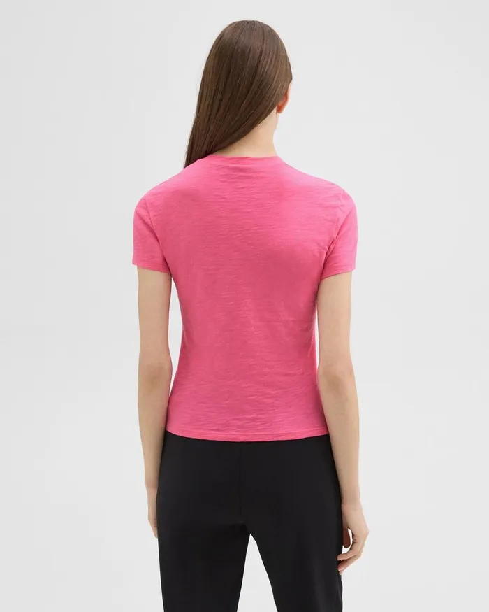 Women TShirts Tank Tops Theory Tiny Tee In Organic Slub Cotton Pink Azalea