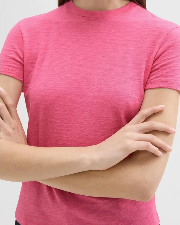 Women TShirts Tank Tops Theory Tiny Tee In Organic Slub Cotton Pink Azalea
