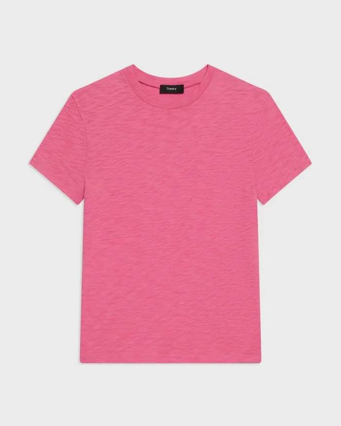 Women TShirts Tank Tops Theory Tiny Tee In Organic Slub Cotton Pink Azalea