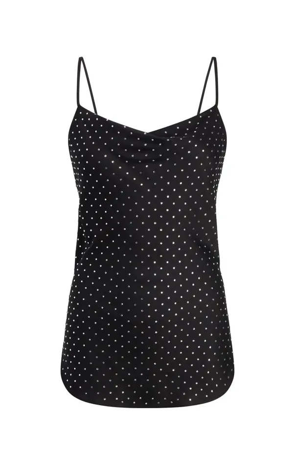 Women Tank Tops and Camisoles Cinq Sept Allover Heatset Marta Cami Black