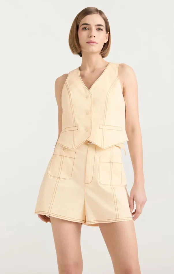 Women Tank Tops and Camisoles Cinq Sept Lio Vest Gardenia