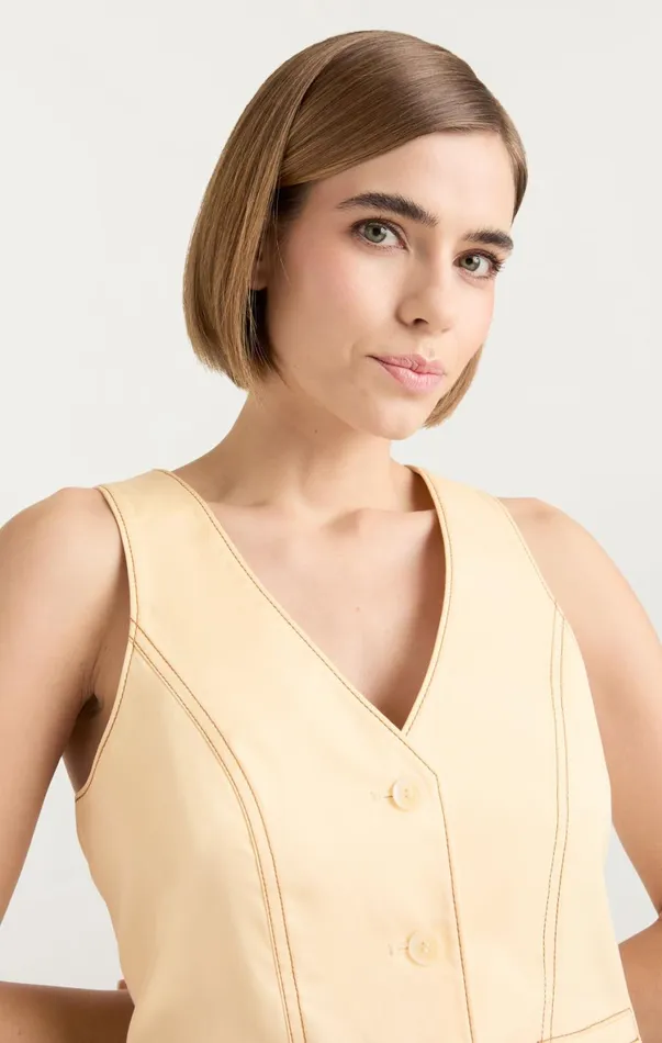 Women Tank Tops and Camisoles Cinq Sept Lio Vest Gardenia