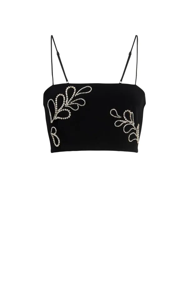 Women Tank Tops and Camisoles Cinq Sept Rhinestone Paisley Nikki Top Black