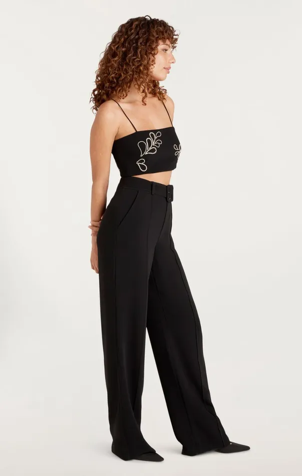 Women Tank Tops and Camisoles Cinq Sept Rhinestone Paisley Nikki Top Black