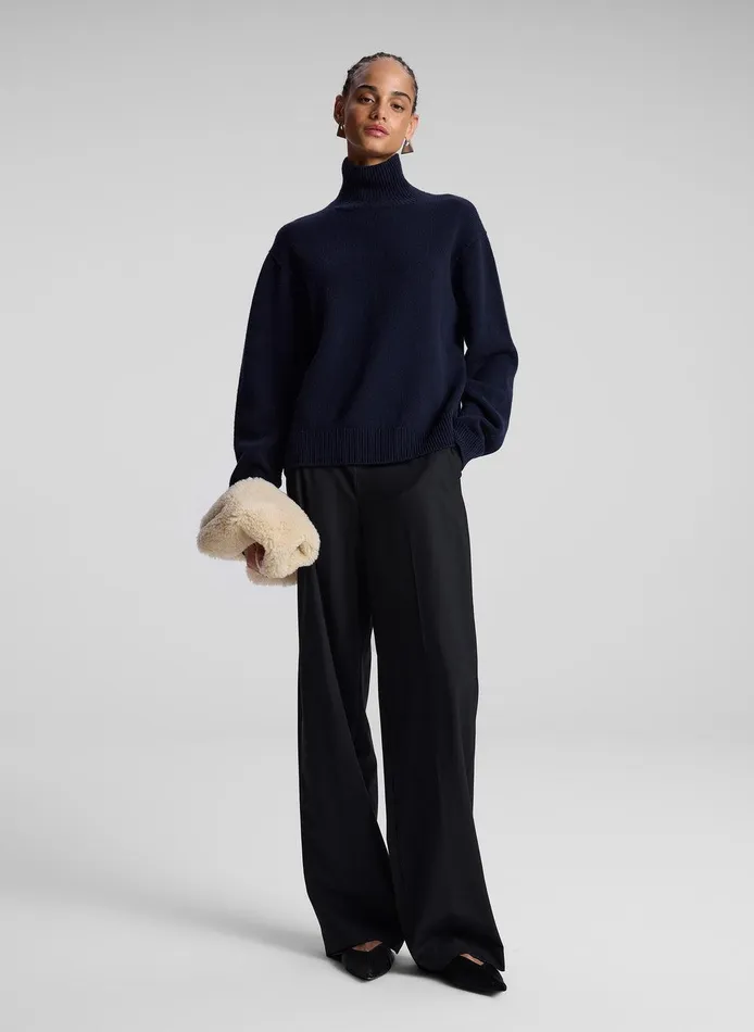 Women Teddy Cashmere Turtleneck Sweater Navy ALC Knitwear