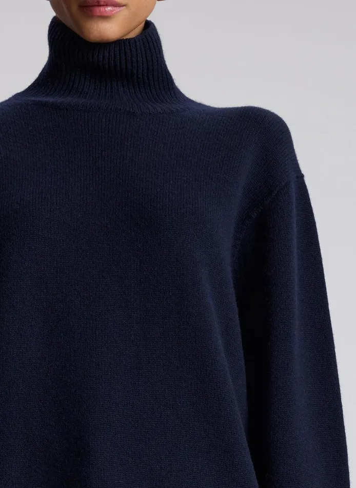 Women Teddy Cashmere Turtleneck Sweater Navy ALC Knitwear